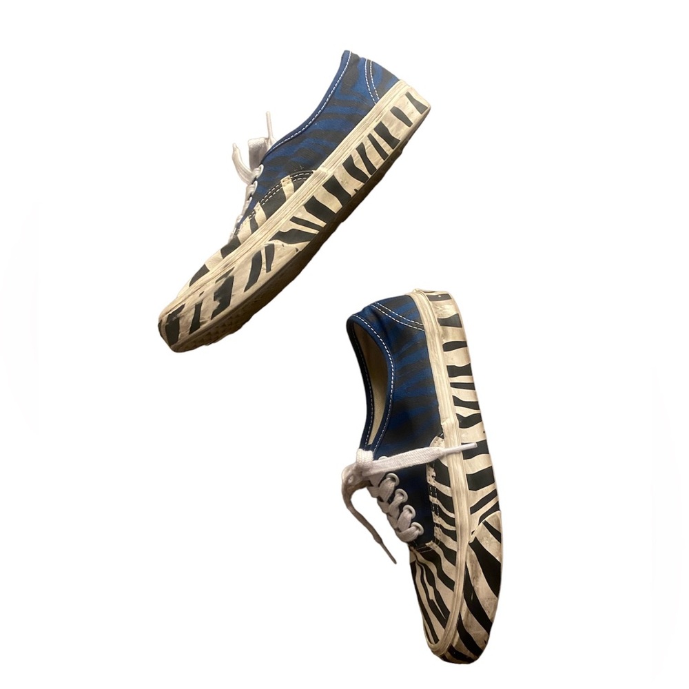 Vans Zebra Striped Sneakers in Blue and White